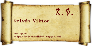 Kriván Viktor névjegykártya